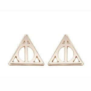 Harry Potter Deathly Hallows triangle earrings gold tone post earrings